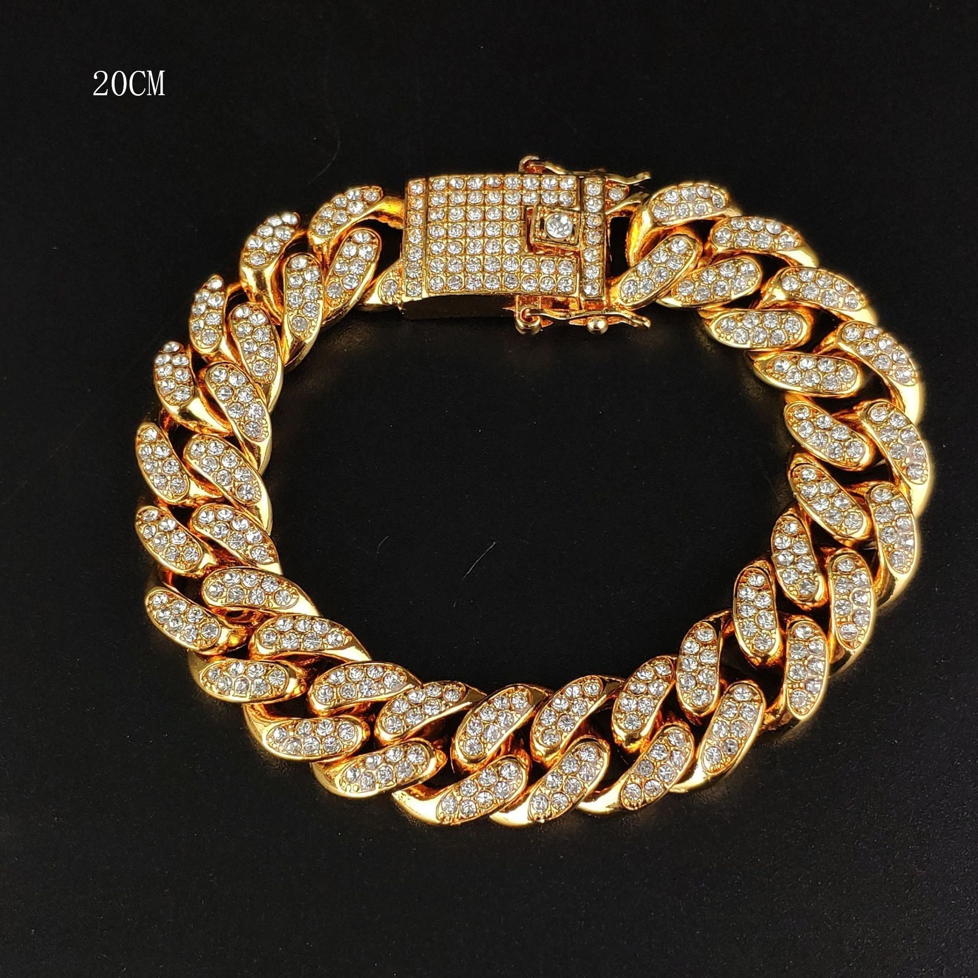 Hip-Hop Domineering Diamond Large Gold Cuban Chain Necklace