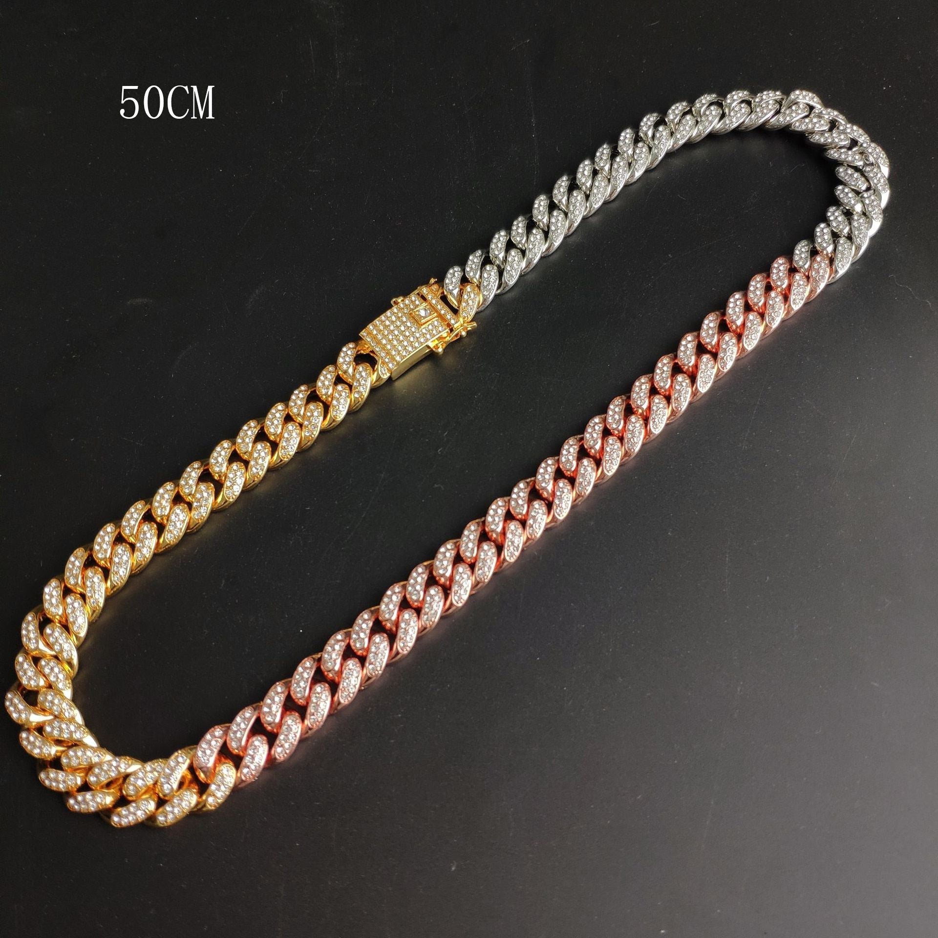 Hip-Hop Domineering Diamond Large Gold Cuban Chain Necklace