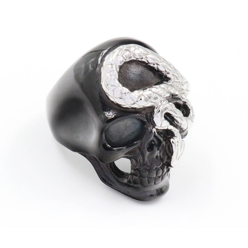 Black Snake Skull Rings For Men