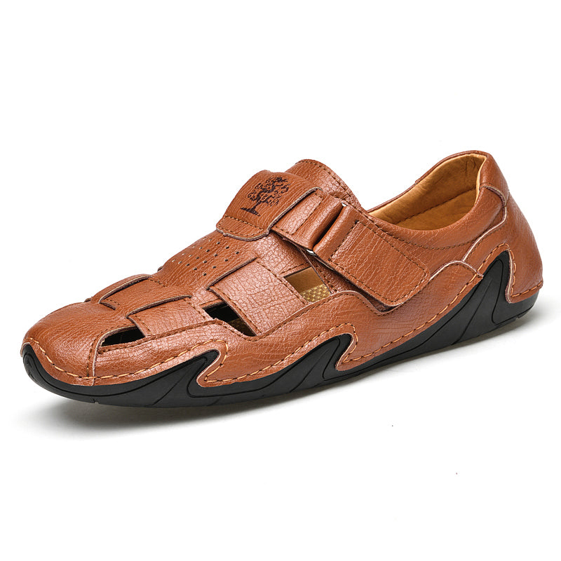Summer Brown Leather Toe Cap Increase Shoes