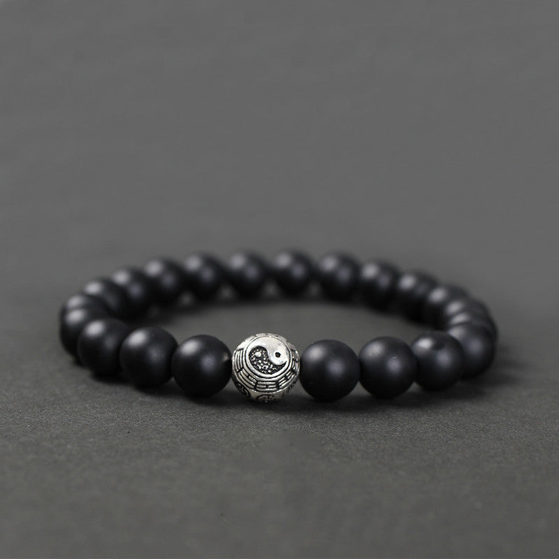 Black Agate Transfer Beads Bracelet For Men