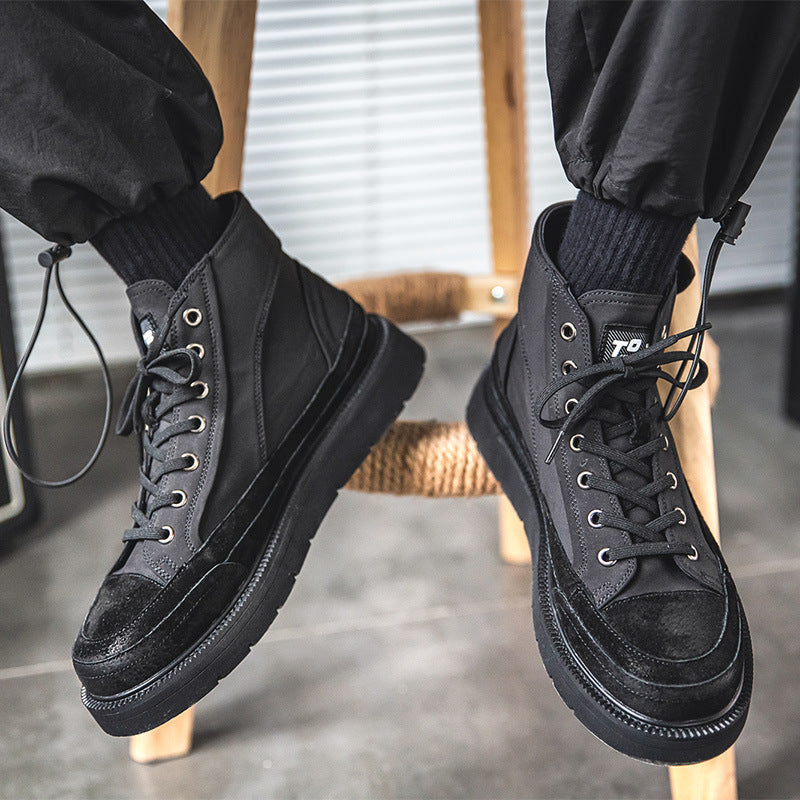 Spring Martin Boots, Men's Breathable Canvas Ankle Boots