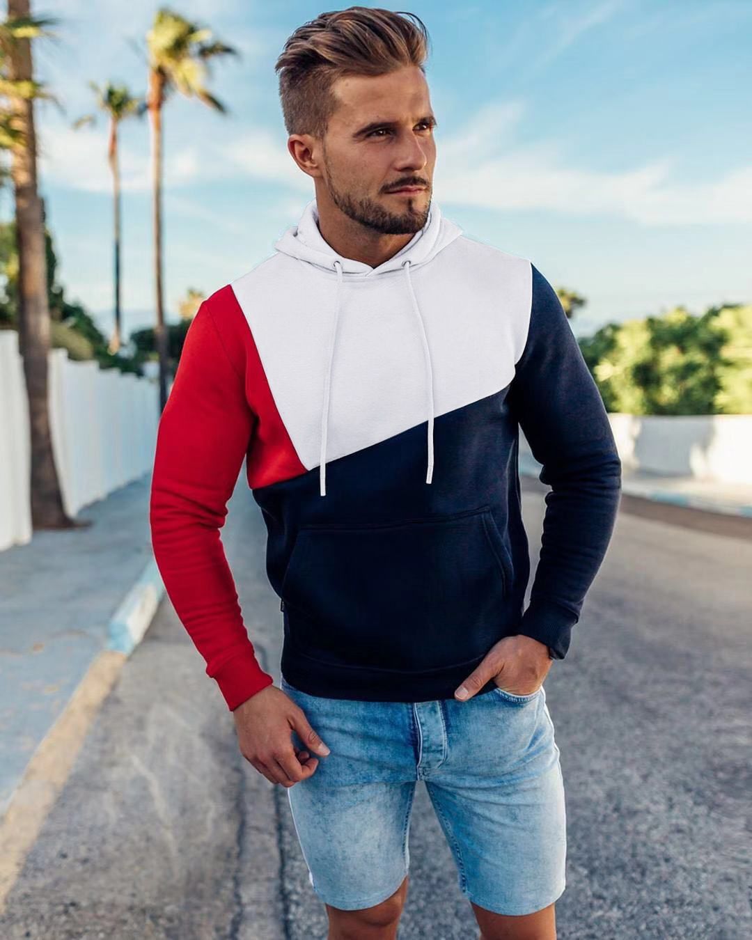 Fashion color matching men's sweater