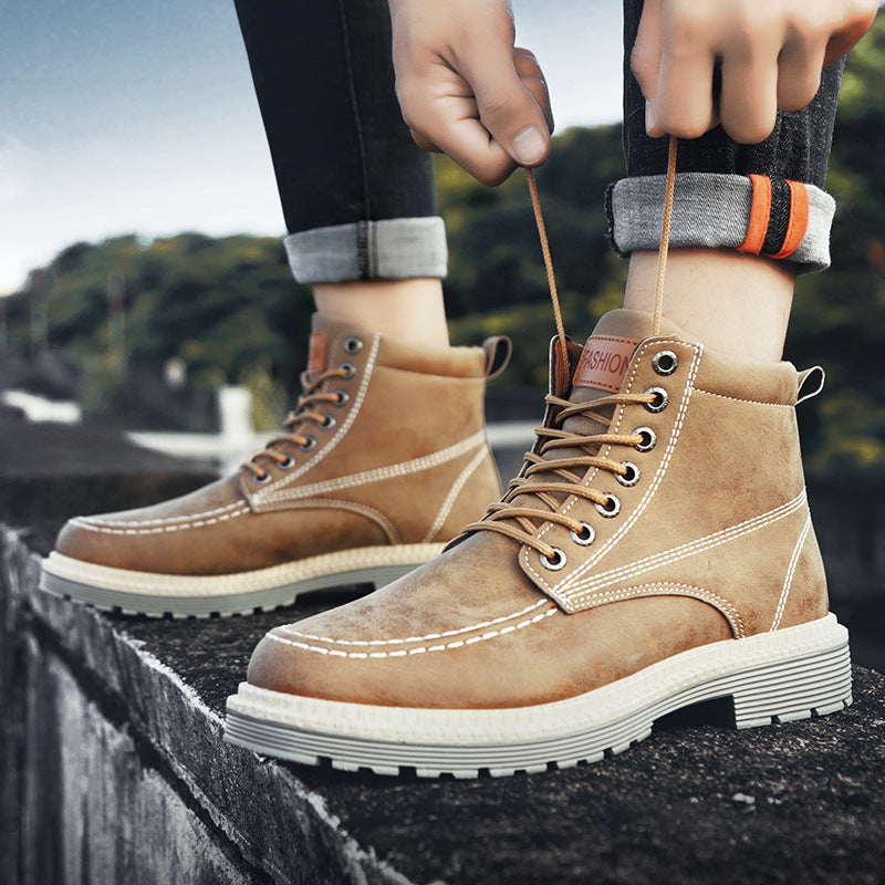 All-match British Style Desert Tooling Leather Boots