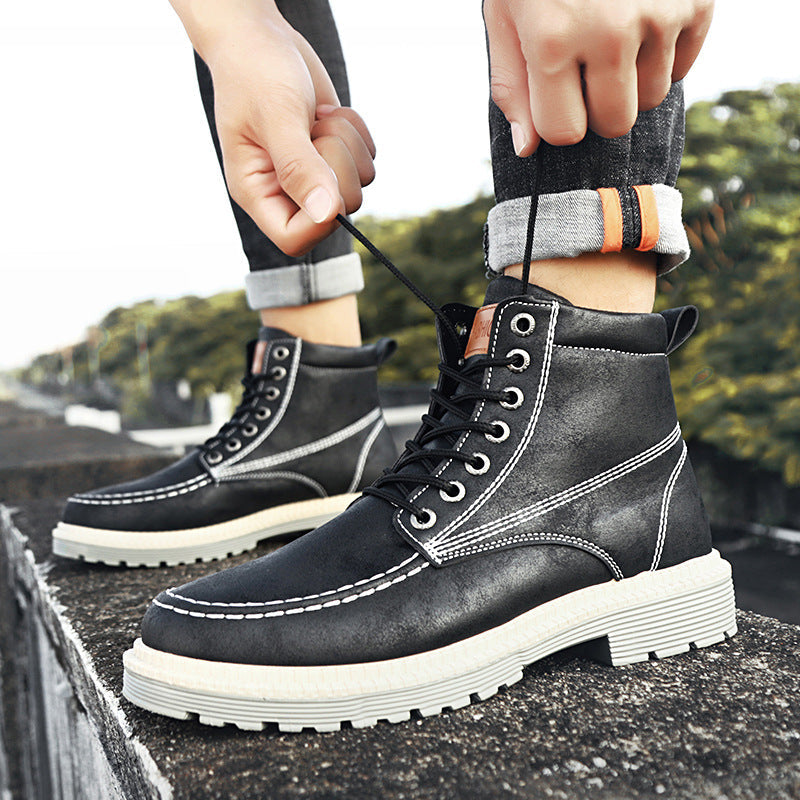 All-match British Style Desert Tooling Leather Boots