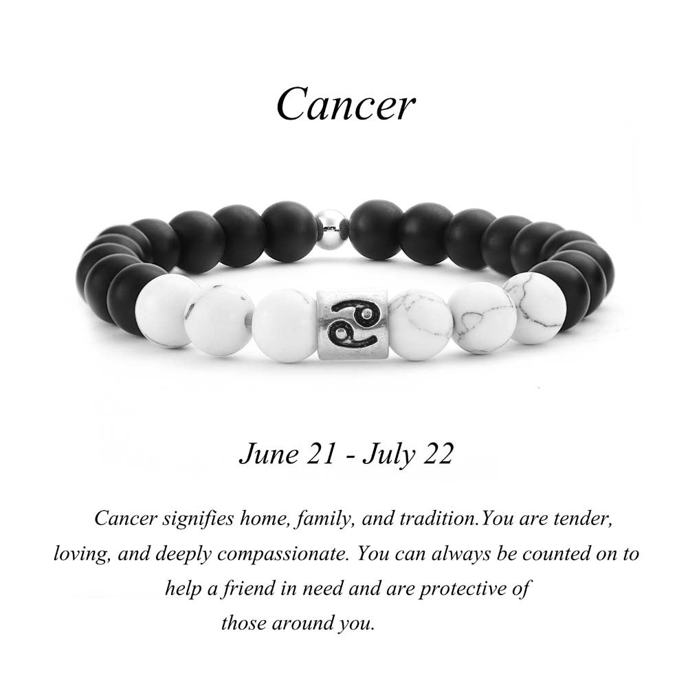 Frosted Black Agate White Turquoise Couple Bracelet