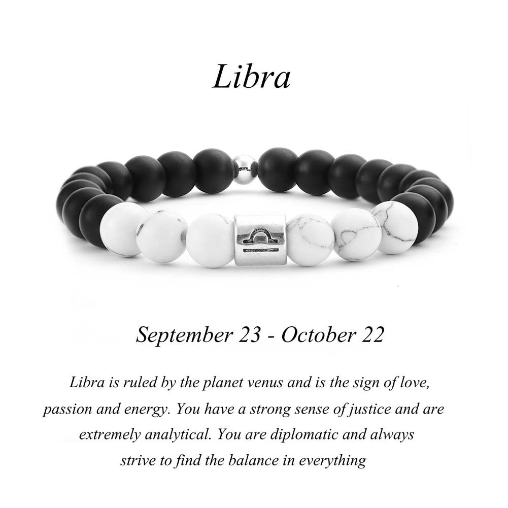 Frosted Black Agate White Turquoise Couple Bracelet