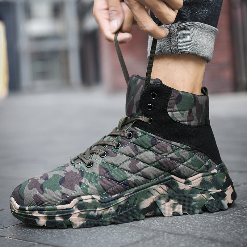 Snow Boots High Top Plus Velvet Shoes Waterproof Wear Resistant Hiking Shoes