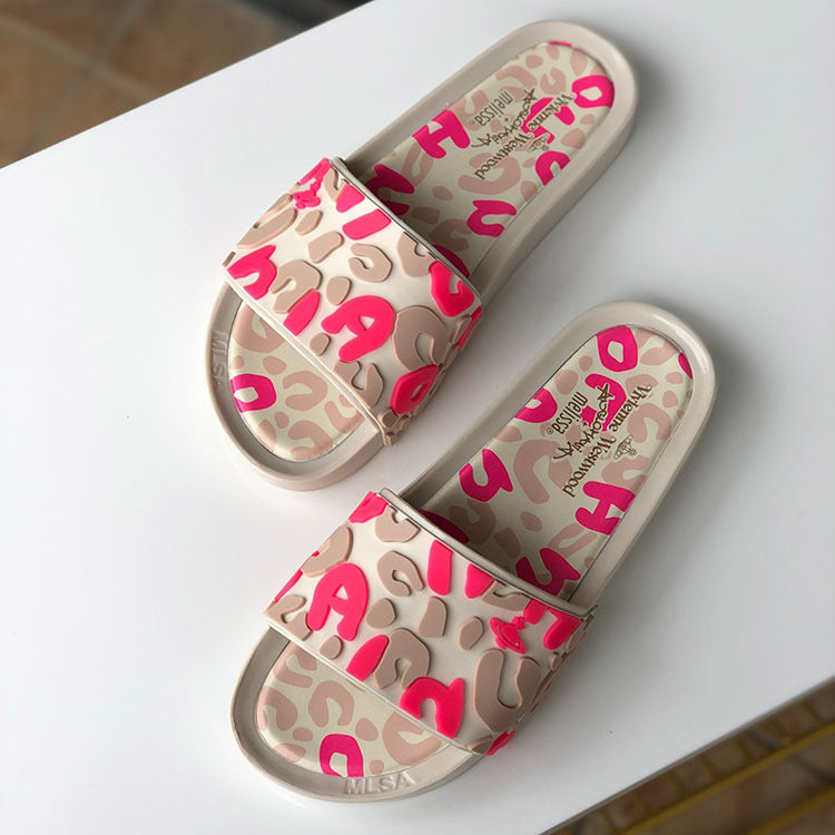 Thick-Soled One-Word Waterproof Beach Lazy Slippers