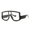 Large-frame Mask-shaped Wide-leg Rivet Inlaid Sunglasses
