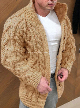 Button rope cardigan sweater men