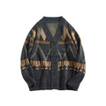 Rhombus Contrast Jacquard Line Casual Loose Sweater