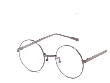 New anti-Blu-ray glasses retro glasses round frame metal flat mirror