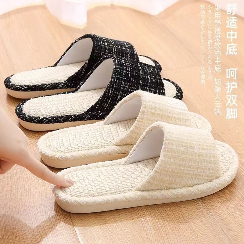 Indoor Summer Sweat Absorbing Cotton And Linen Slippers