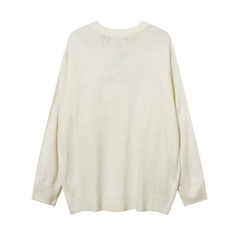 Men's High Street Niche Design Two-way Zipper Patchwork Round Neck Sweater