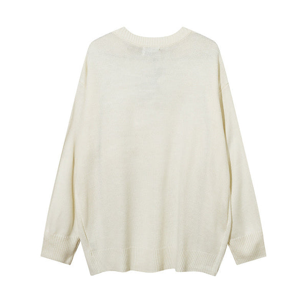 Men's High Street Two-way Zipper Patchwork Round Neck Sweater