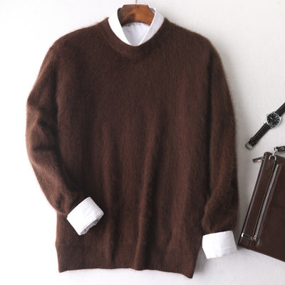 New Cashmere Men's Round Neck Loose Thick Mink Sweater