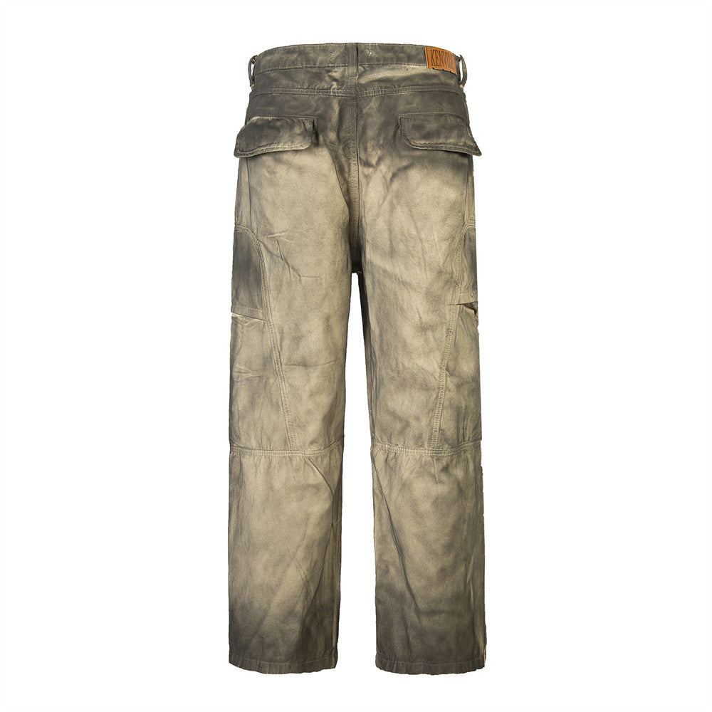 Gradient Tie-dye Dirty Tooling Straight-leg Trousers