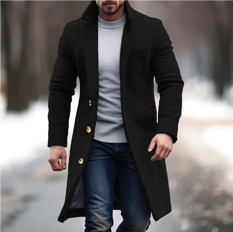 Men's Mid-length woolen Trench Coat