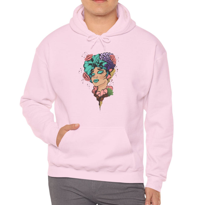 European And American Cartoon Head Print Hooded Sweatshirt