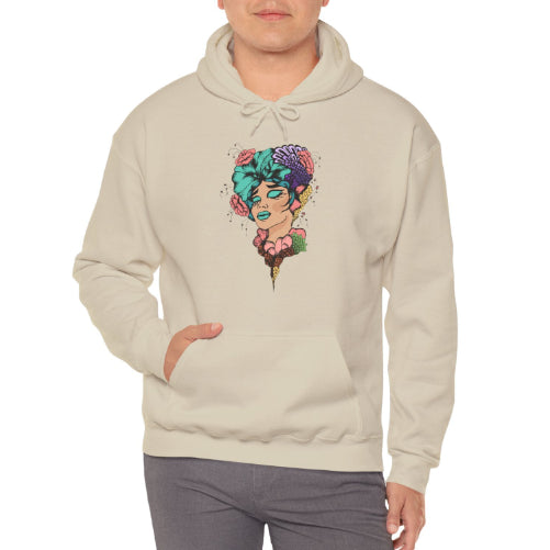 European And American Cartoon Head Print Hooded Sweatshirt