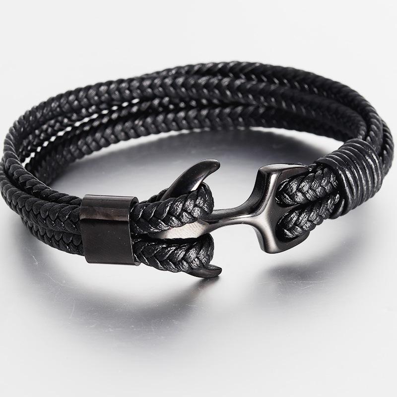 Anchor Vintage Woven Leather Bracelet