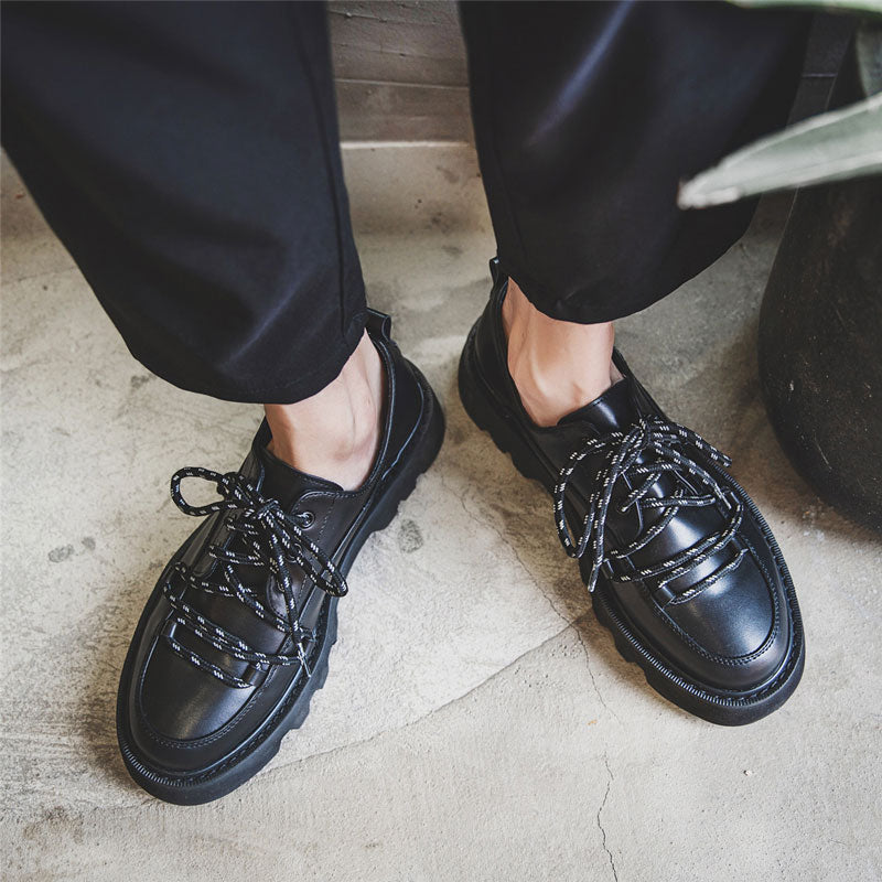 Leather Shoes Men's Lace Trend Casual Leather Shoes All-Match