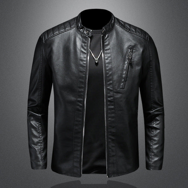 Leather jacket With Stand Collar