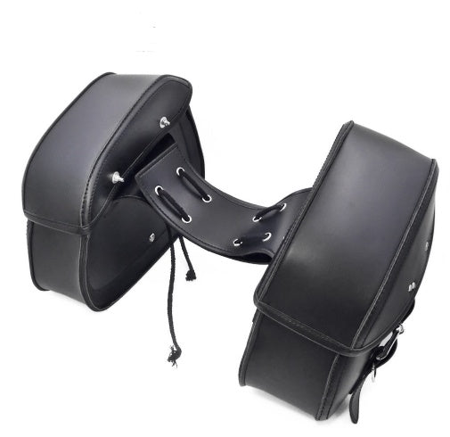 Black PU Leather Luggage Bags Motorcycle Saddlebags Saddle Bags