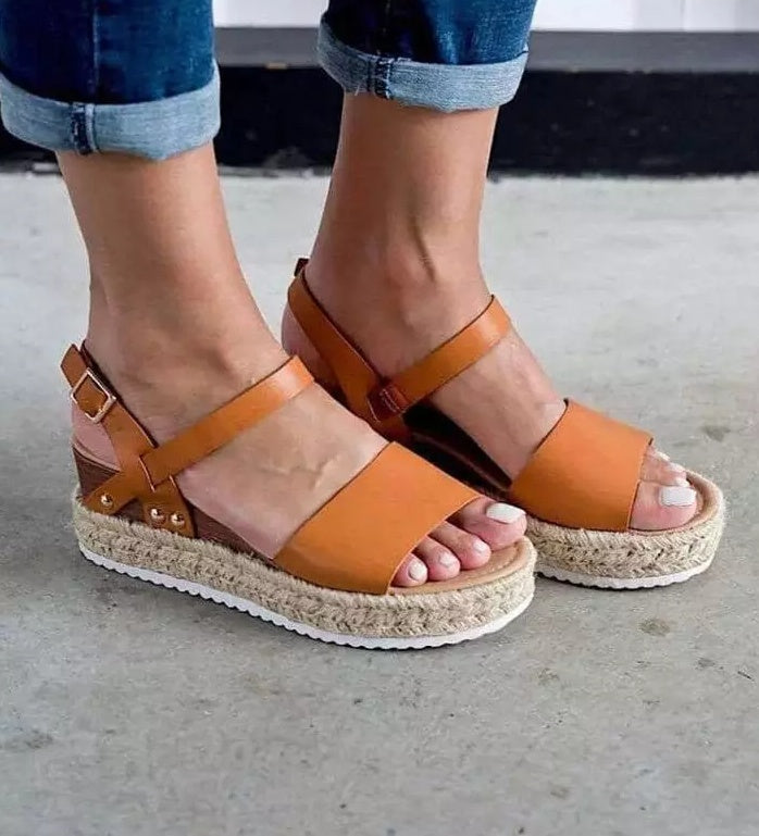 Hemp rope heel sandals
