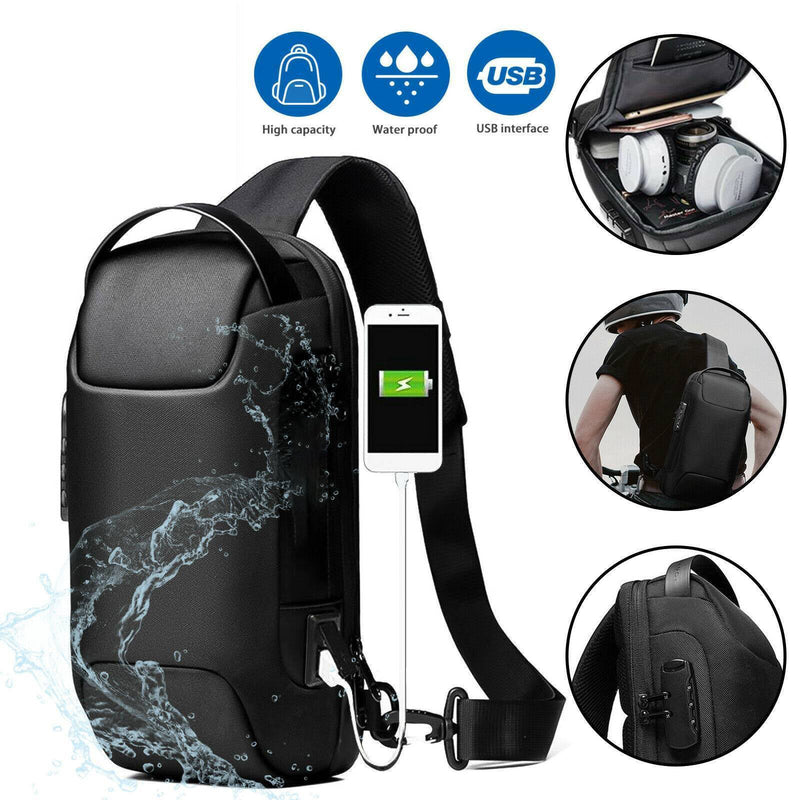 Men's Waterproof Oxford Multifunction Crossbody Bags Anti-theft Shoulder Bags Messenger Sling Chest Bag Pack For Male