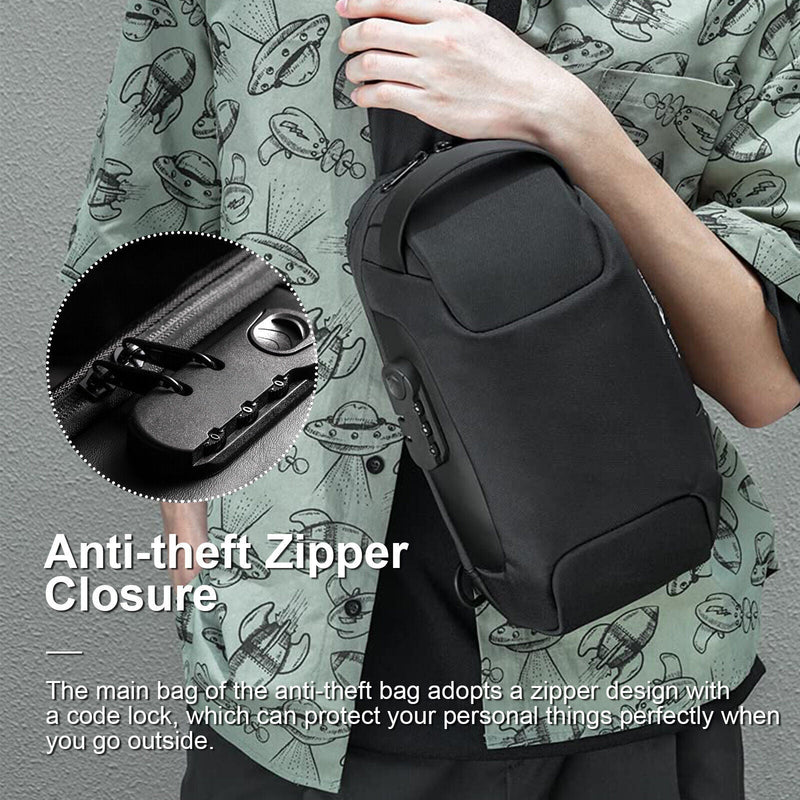 Men's Waterproof Oxford Multifunction Crossbody Bags Anti-theft Shoulder Bags Messenger Sling Chest Bag Pack For Male