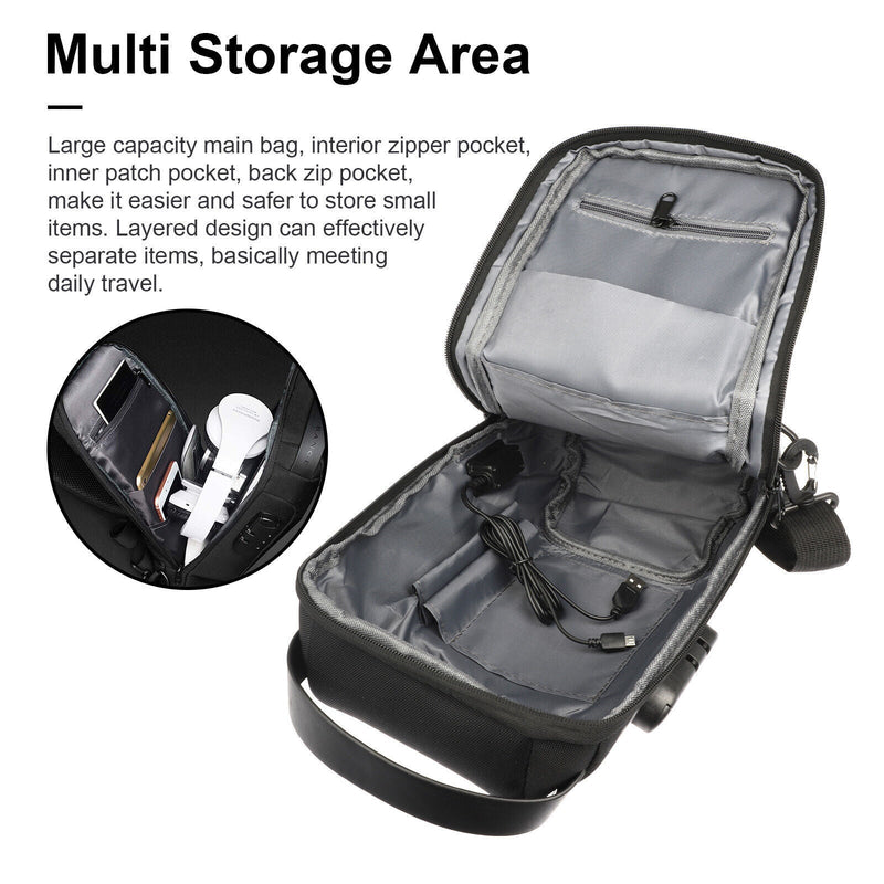 Men's Waterproof Oxford Multifunction Crossbody Bags Anti-theft Shoulder Bags Messenger Sling Chest Bag Pack For Male