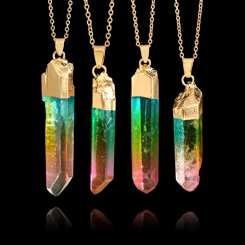 Cylindrical Mixed Color Crystal Necklace