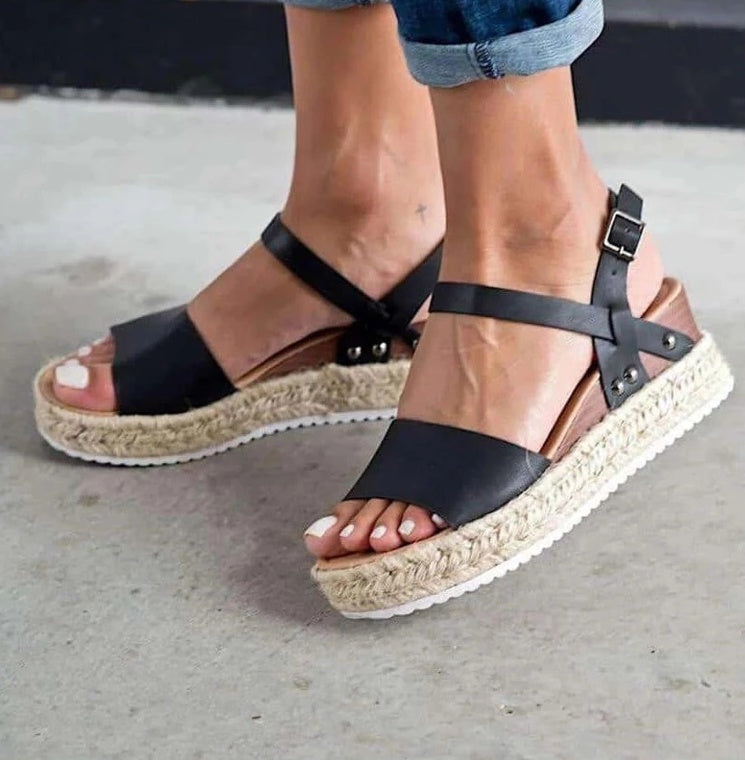 Hemp rope heel sandals
