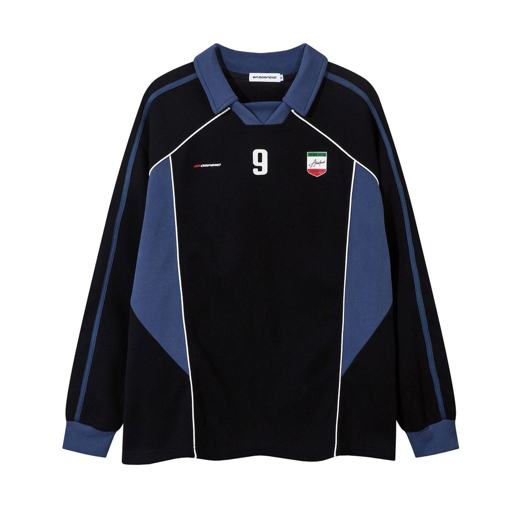 American Retro Color Contrast Patchwork Craft High Street Long Sleeve