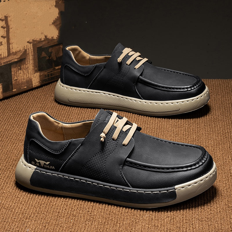 New Bean Shoes Thick Bottom Men's Shoes Slip-on British Casual Sneakers