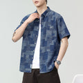 Men's Simple Loose Cargo Denim Short-sleeved Shirt