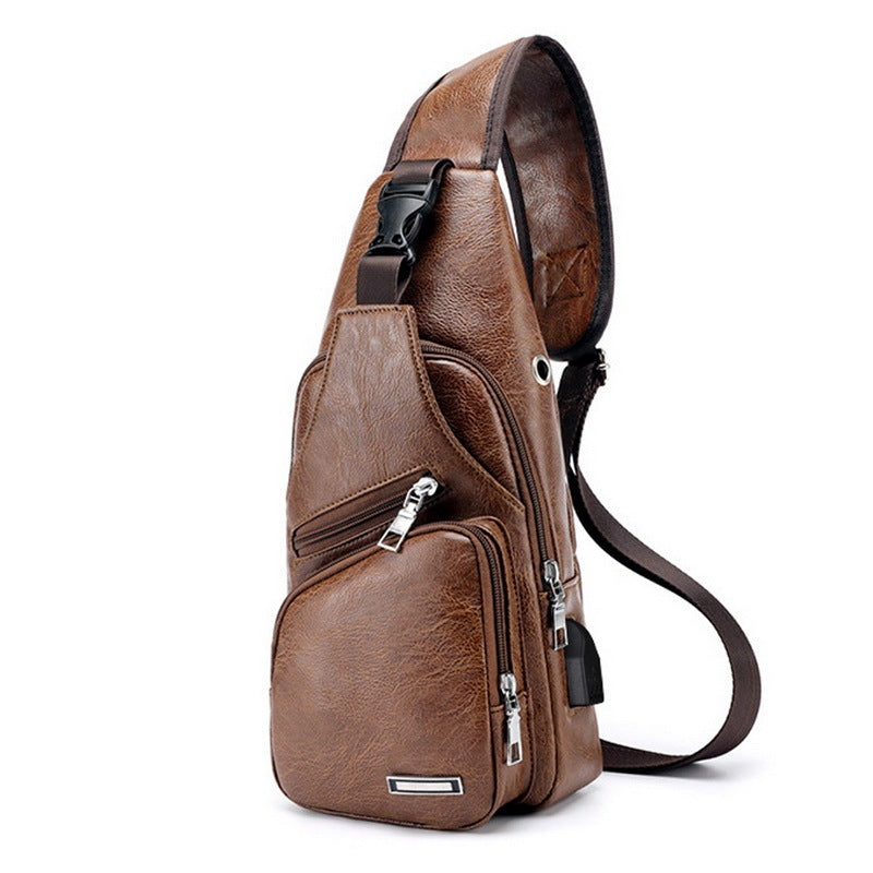 Men USB Charging Bag Men Chest Bag For Custom PU PVC Shoulder Bag Diagonal Package Messenger bag