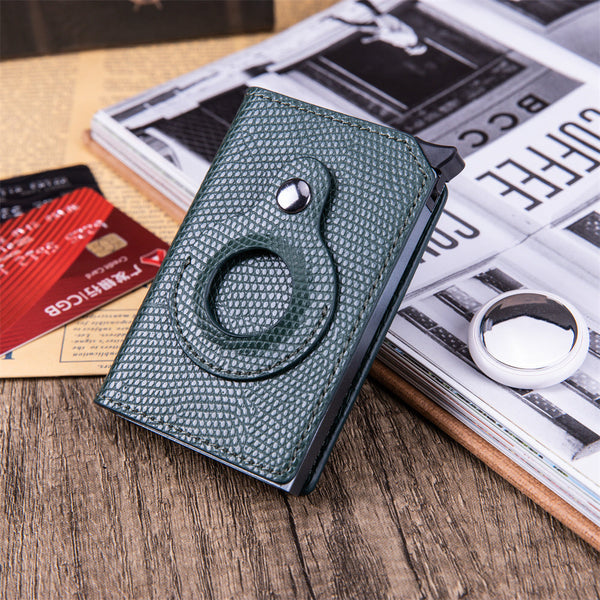 Rfid Card Holder Men Black Short Purse Small Leather Slim Wallets Mini Wallets For Airtag Air Tag