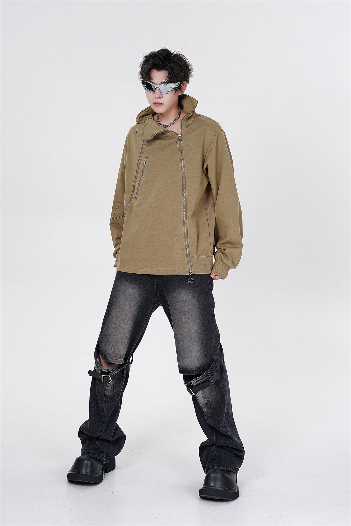 Couple's Double Zipper Neutral Loose Coat