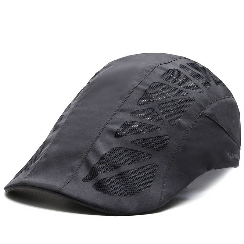Men Mesh Beret Hat Summer Breathable Quick Dry