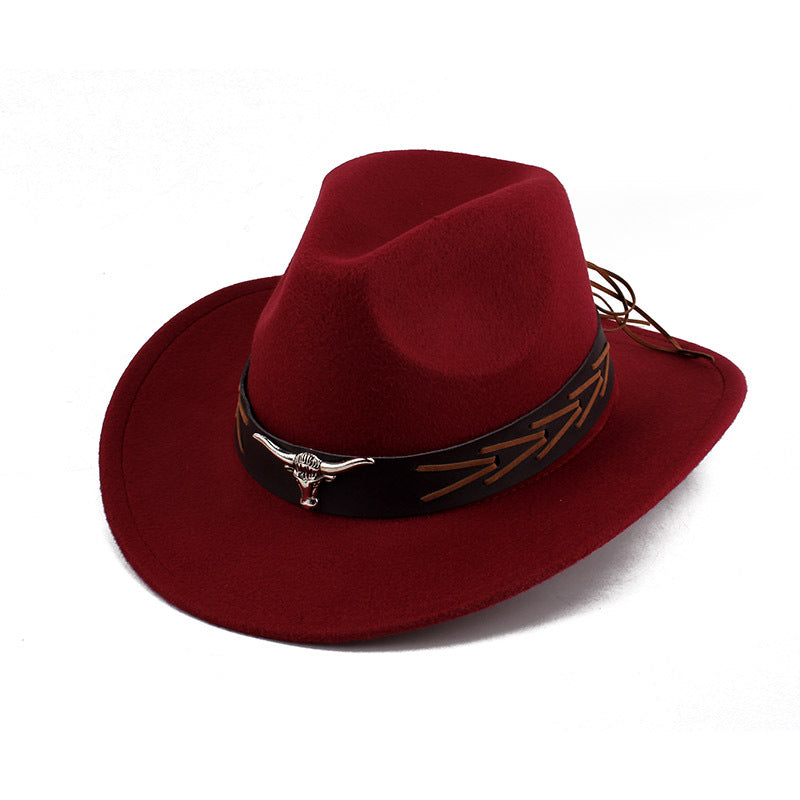 European And American Style Woolen Cowboy Hat Men's Lady Couple Ethnic Style Curling