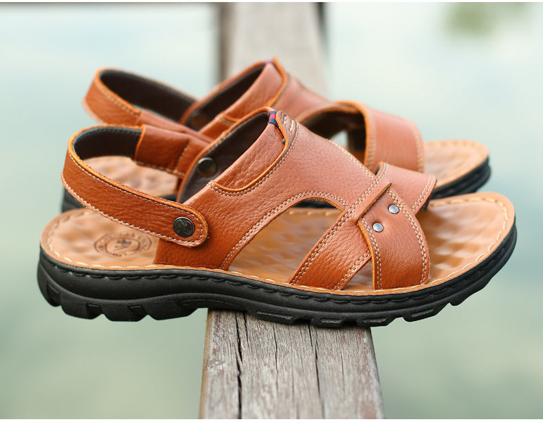 Beach shoes leather soft soled men's shoes