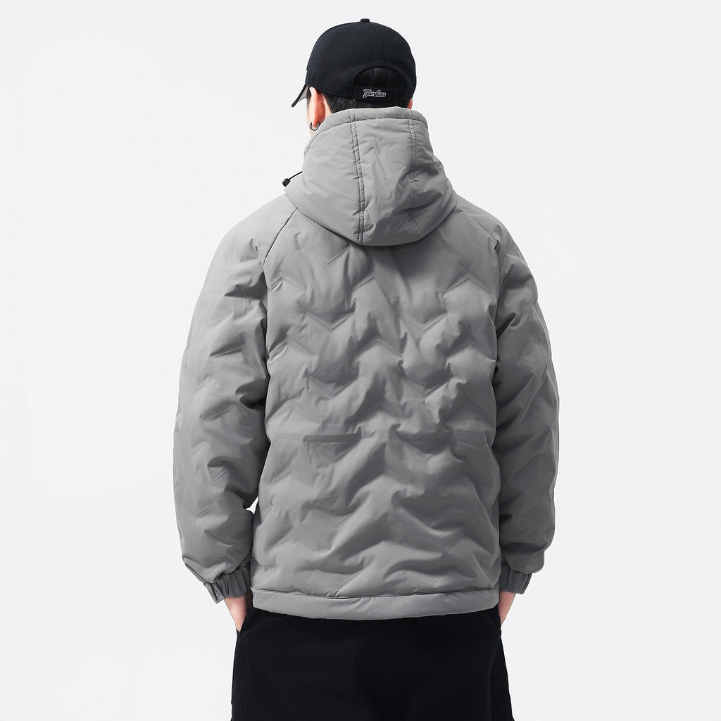 Winter Color-blocked Hooded Quality Versatile Casual Men's Light Luxury Cotton Jacket