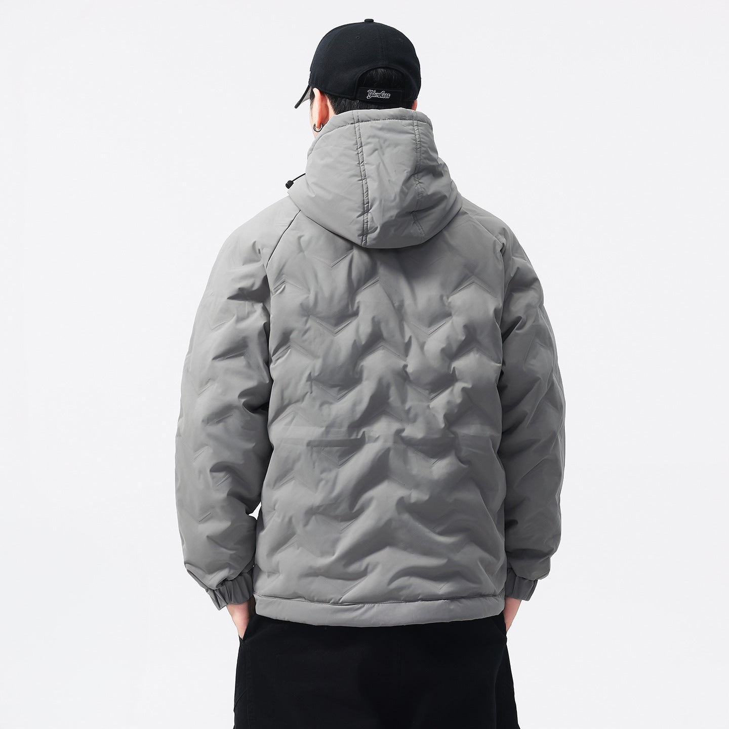 Winter Color-blocked Hooded Quality Versatile Casual Men's Light Luxury Cotton Jacket