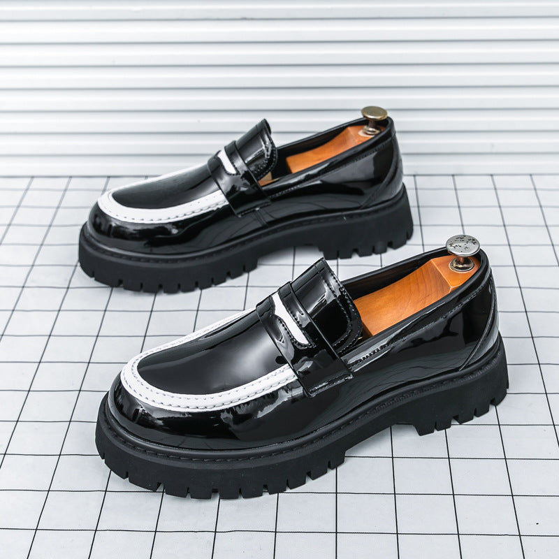 Men's Chunky Heel Fashion All-matching Simple And Comfortable Leather Shoes