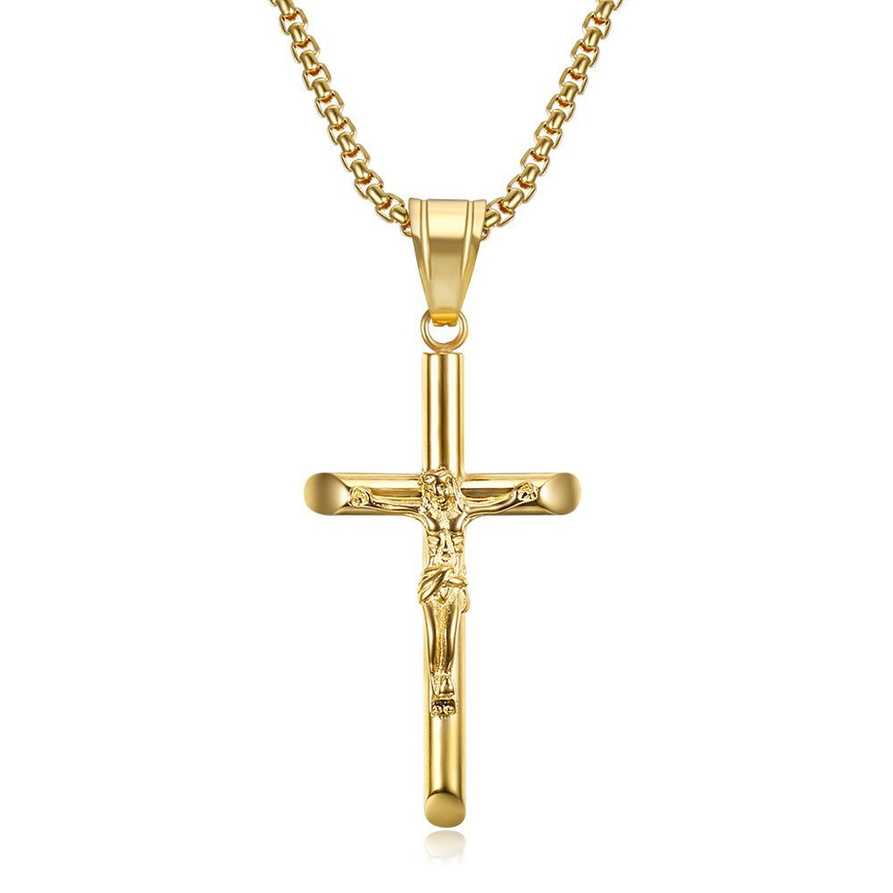 Stainless Steel Cross Pendant Punk Necklace
