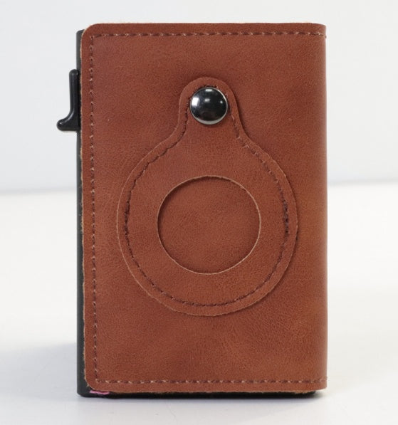 AirTag Wallet Anti Theft Bullet Card Bag Multi-functional Rfid Card Holder Men's Leather Slim Wallets For Airtag