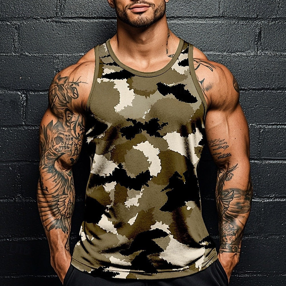 Fashion Camouflage Print Loose Short Sleeve Men